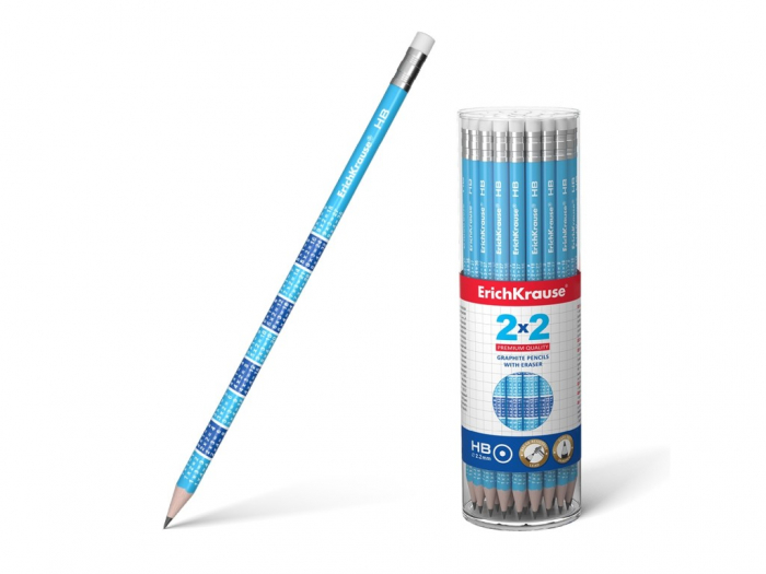 Creion Erich Krause 2x2 HB cu guma