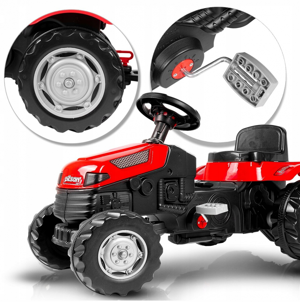 Tractor Pedale Pilsan Active Red, Scaun Reglabil - imagine 5