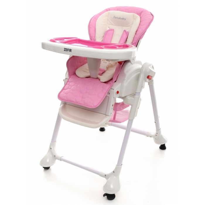 Scaun de masă Coto Baby Zefir Pink, cu leagăn