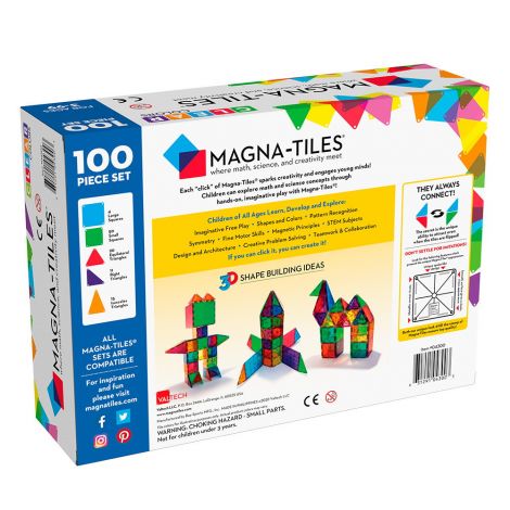 Magna-Tiles 100 Piese Transparente, Constructie Magnetica - imagine 7