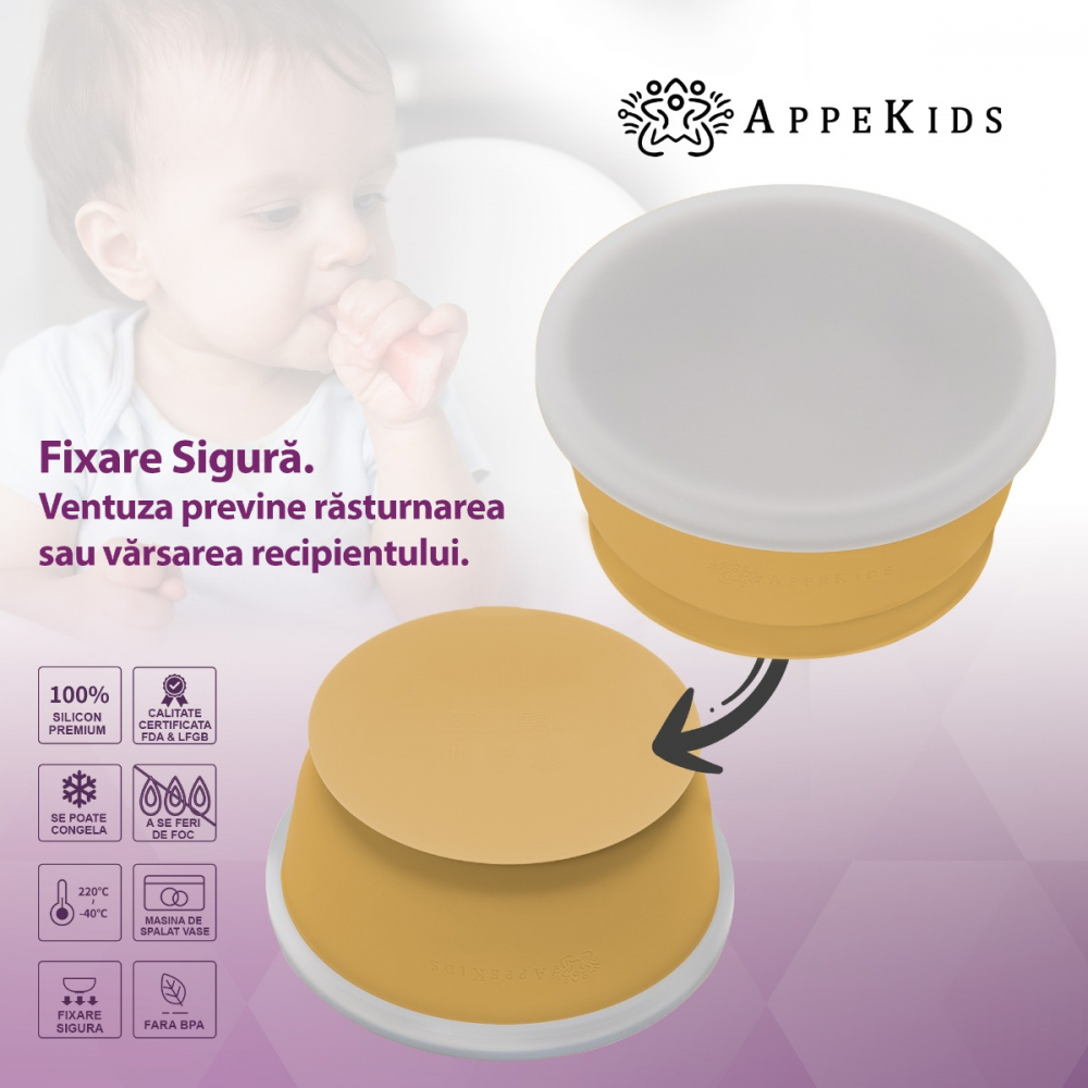 Bol Silicon AppeKids Honey cu Ventuza - imagine 2