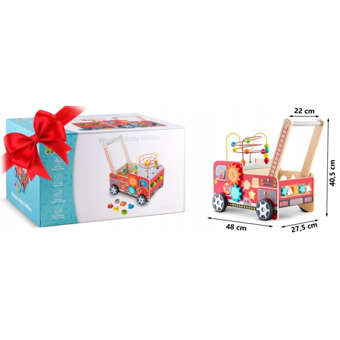 Antemergator Lemn Masina Pompieri Ricokids | Joc Activ - imagine 6