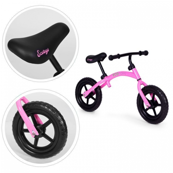 Bicicleta Fără Pedale Ecotoys Roz, EVA - imagine 3