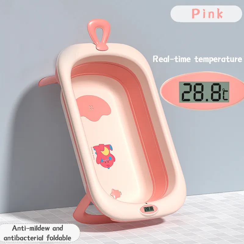 Cadita pliabila Little Mom Dino Pink, cu perna si termometru - imagine 2