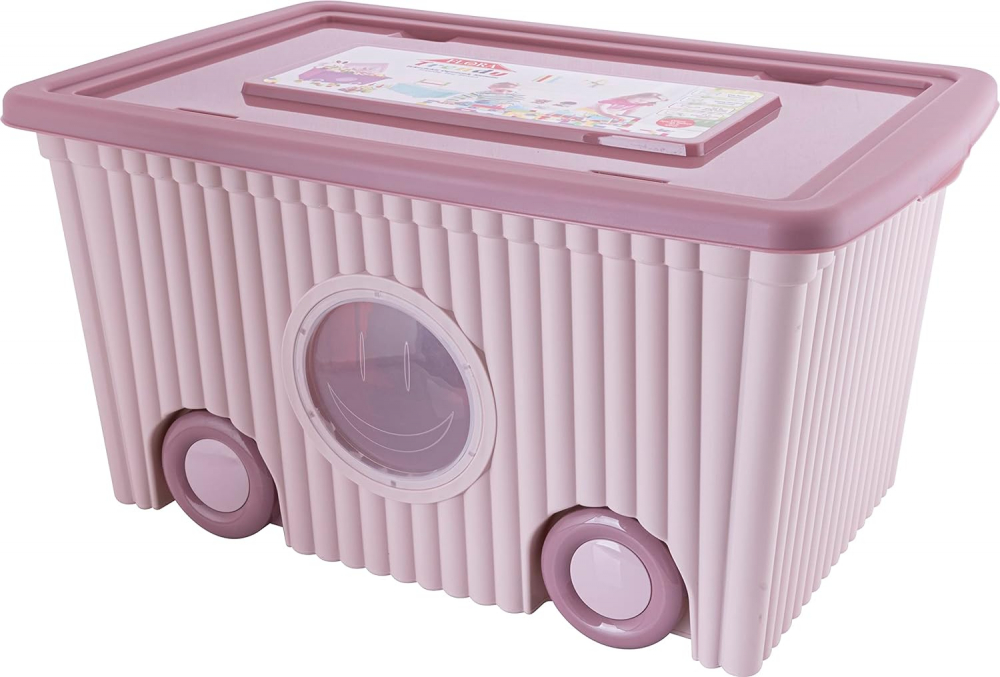 Cutie Depozitare Jucării Roz 40L, cu Roti, Burak Toys