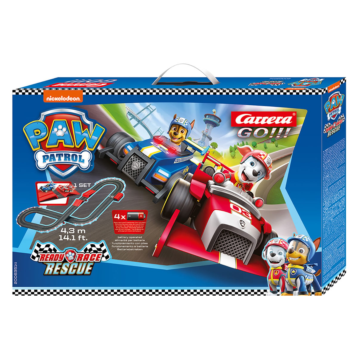 Pista Carrera Paw Patrol cu 2 Mașini