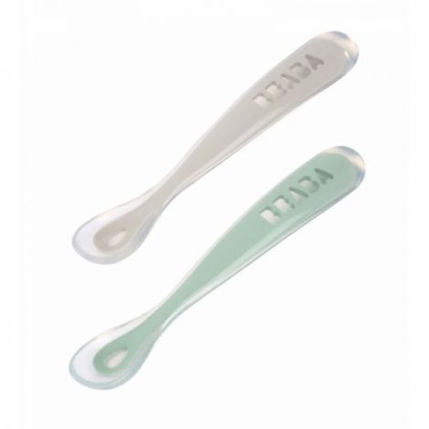 Set 2 lingurite Beaba Silicon Sage Green 4+ - imagine 2