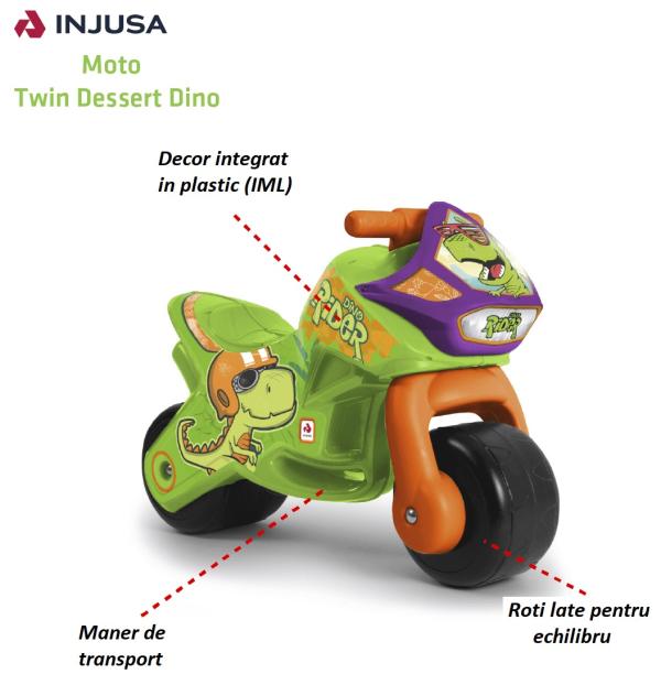 Injusa Twin Dino | Motocicleta Fără Pedale Copii - imagine 5