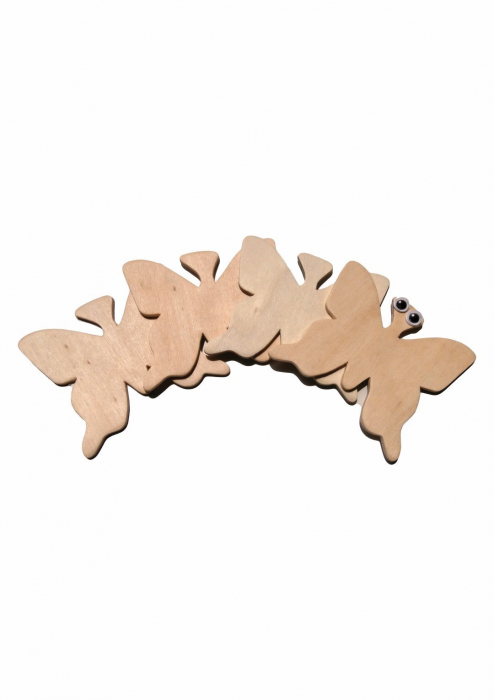 Set 4 Figurine Fluture Lemn Colorart