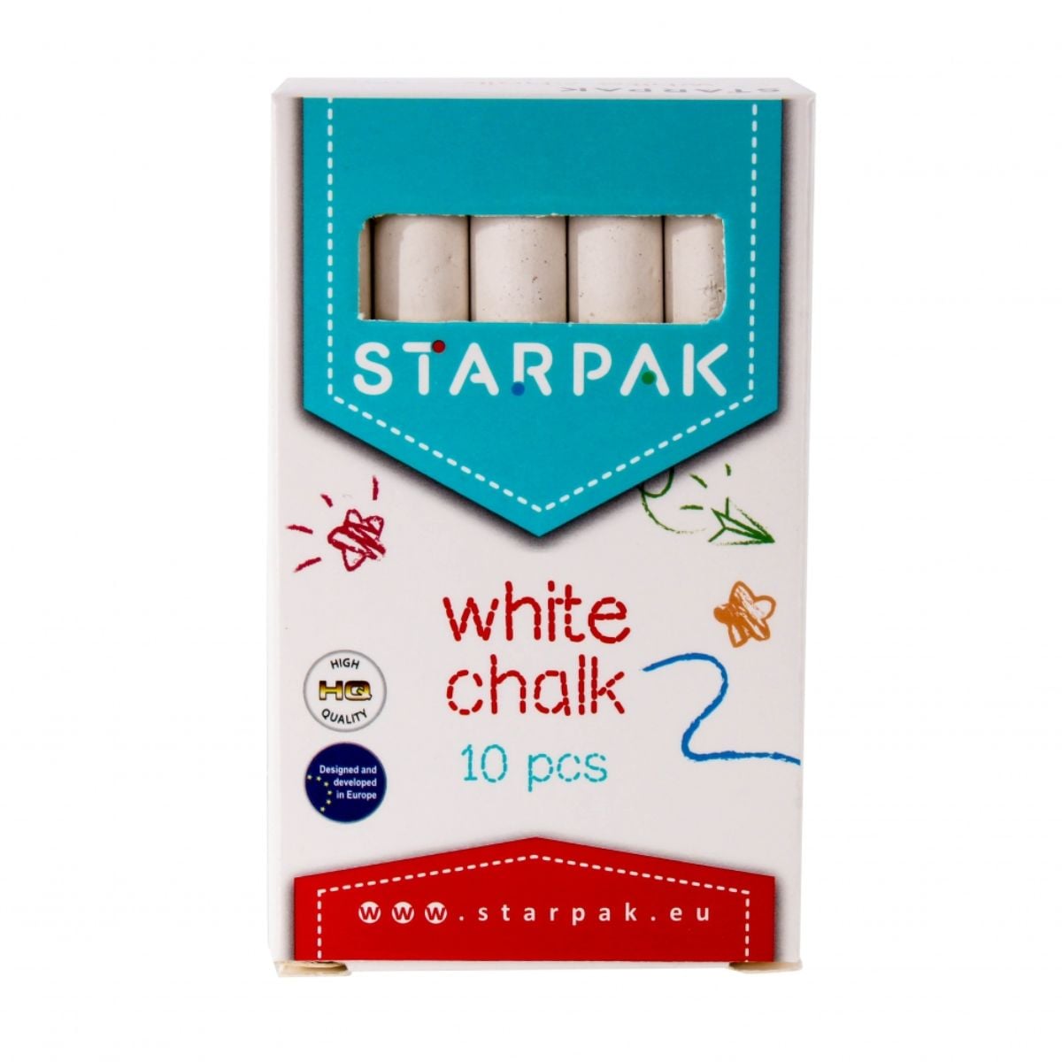 Set Cretă Alba Starpak, 10 Bucăți, pentru Tablă
