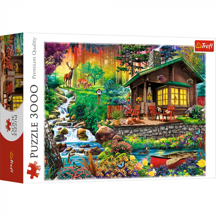 Puzzle Trefl 3000 Cabana din Pădure - Relaxează-te