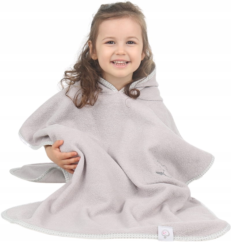 Poncho de Baie BabyMam Gri cu Glugă, 126x60cm