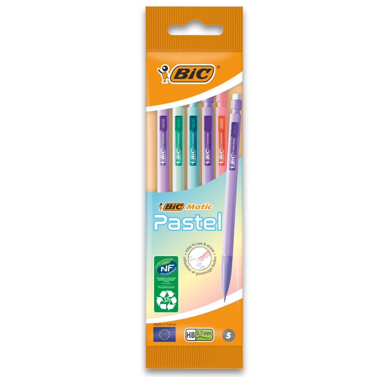 Set 5 Creioane Mecanice Bic Matic Pastel, 0.7mm