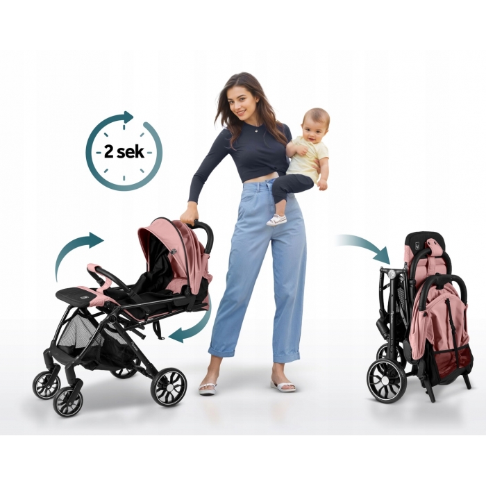 Carucior Nukido Paseo Roz - Pliere Compacta - imagine 9