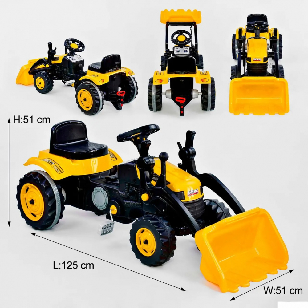 Tractor Pilsan Active Yellow cu cupă și pedale - imagine 3