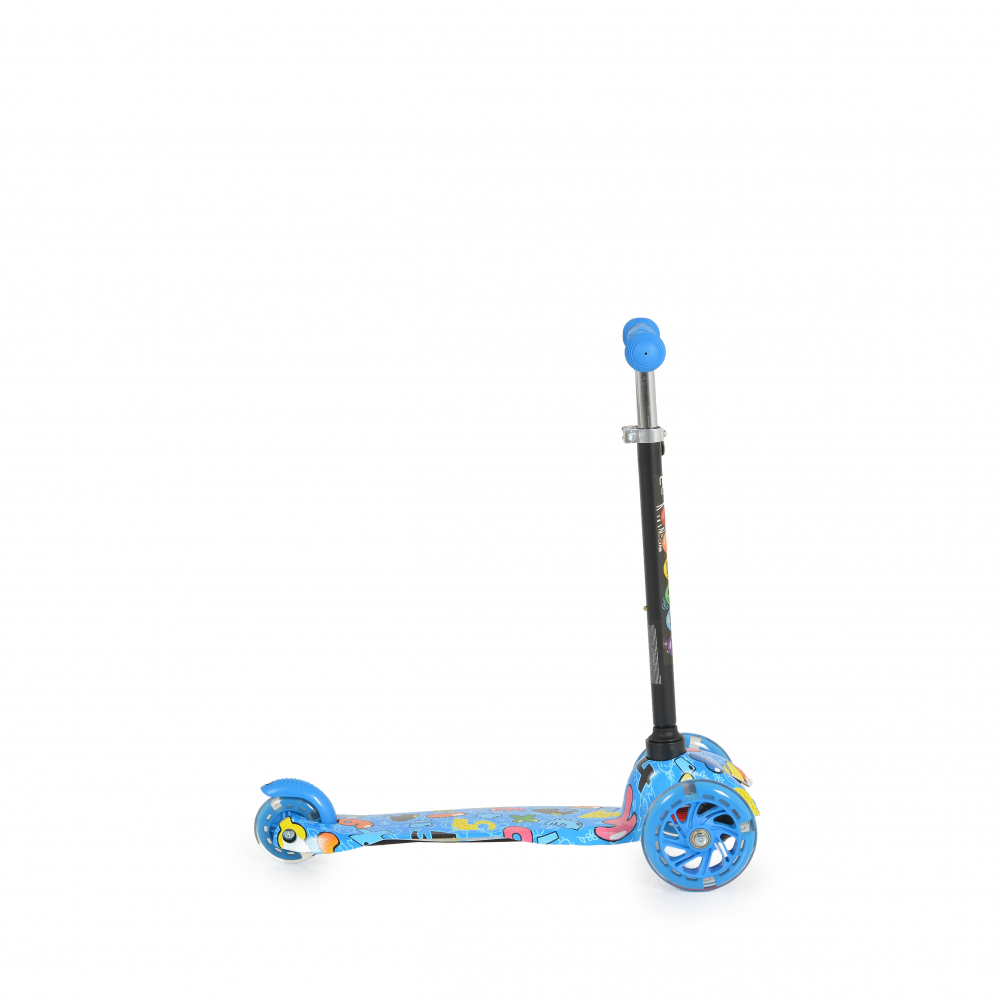 Trotineta Moni LED 4 roti, reglabila, albastra - imagine 4