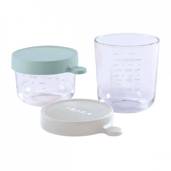 Set 2 Recipiente Sticlă Beaba 150/250 ml Airy Green