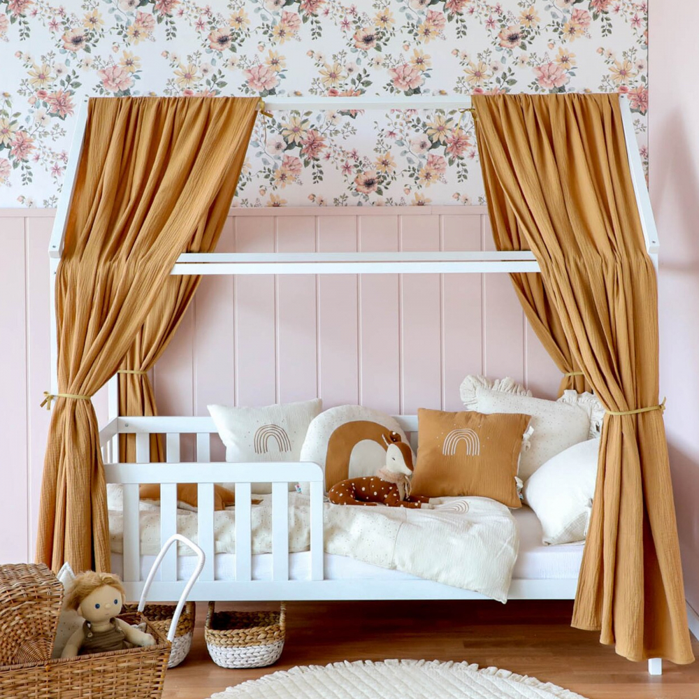 Baldachin Little Amy Camel pentru pat 90x180 cm