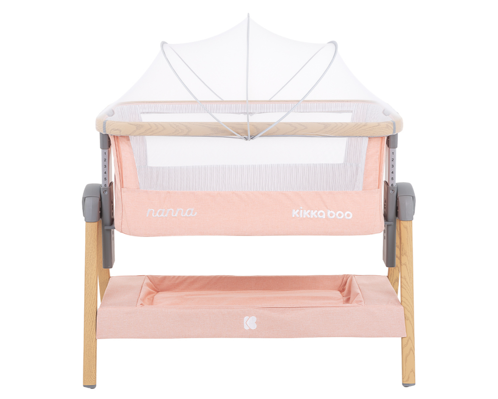Patut Co-Sleeper KikkaBoo Nanna Pink Wood - imagine 8