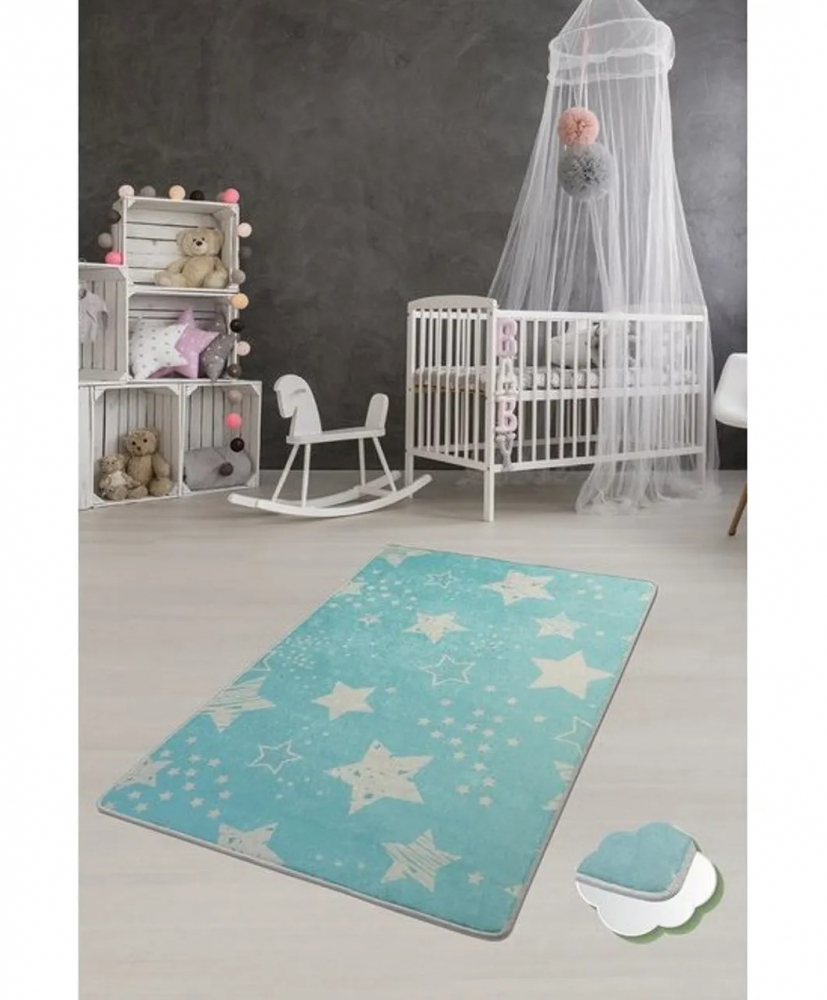 Covor Antiderapant Chilai Stars Blue 150x200 - imagine 2