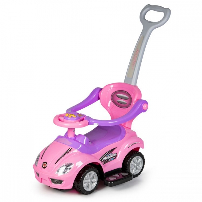 Masinuta 3 in 1 Ecotoys Roz, cu Maner Reglabil