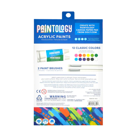 Set vopsele acrilice Paintology, 12 culori + pensule - imagine 3