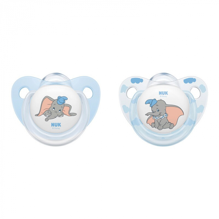 Suzete Nuk Disney Dumbo Silicon M3 Bleu, Set 2 Bucăți