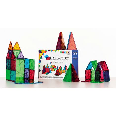 Magna-Tiles 100 Piese Transparente, Constructie Magnetica - imagine 8