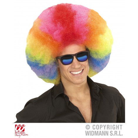 Peruca Afro Multicolora Widmann Italia | Costume 80s - imagine 3