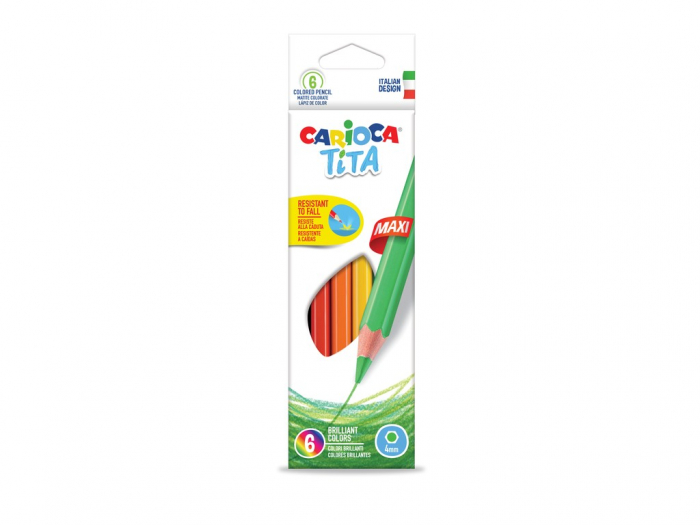 Set 6 Creioane Colorate Carioca Tita Maxi