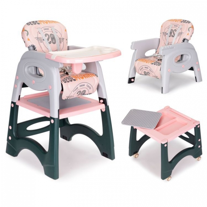 Scaun de masa 2 in 1 Ecotoys Roz, Ergonomic