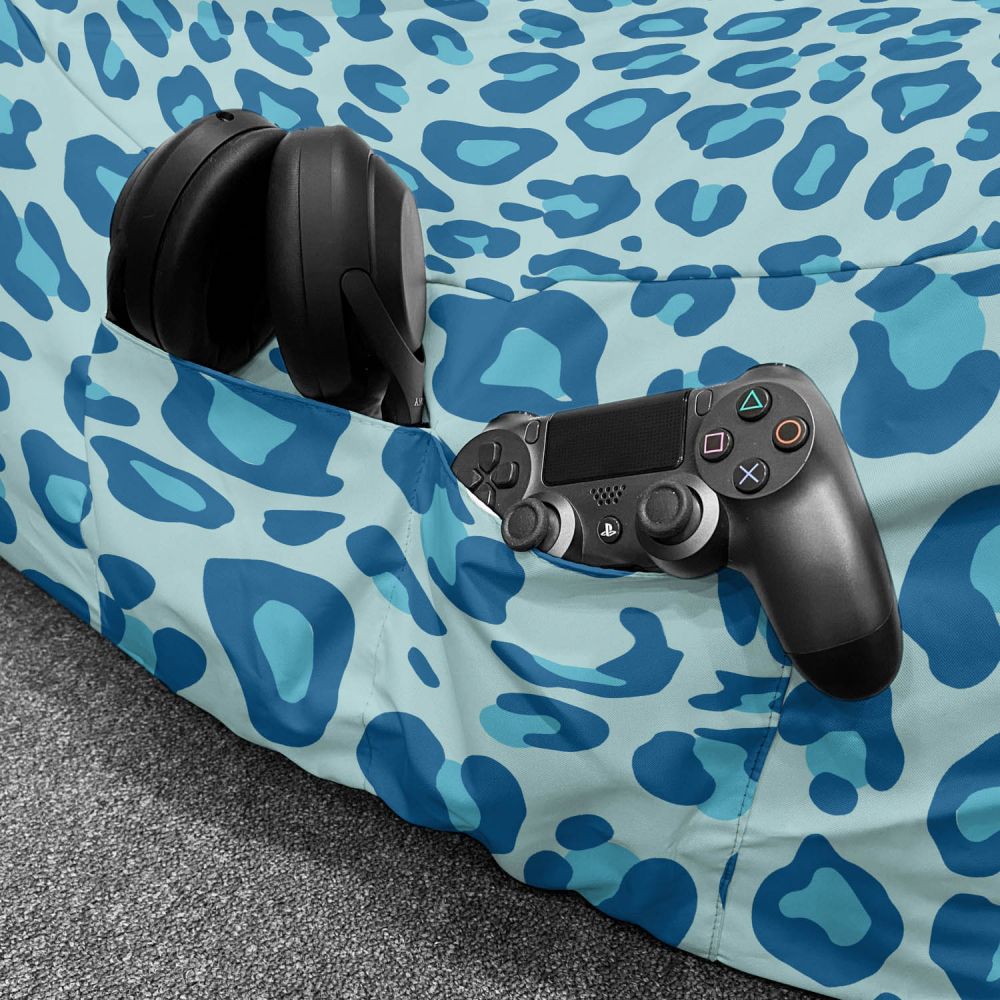 Fotoliu Puf Chill XL Leopard Blue | Updeco - imagine 5