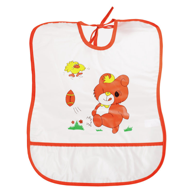 Baveta plastic moale 30x35 cm Sunny Baby, Orange Bear