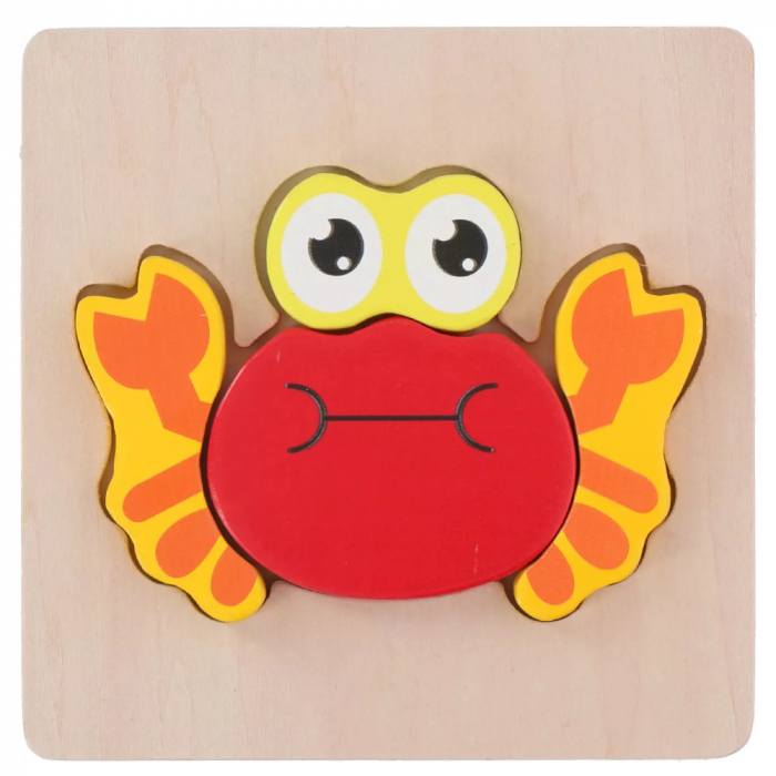 Puzzle din lemn Crab Marionette, 5 piese