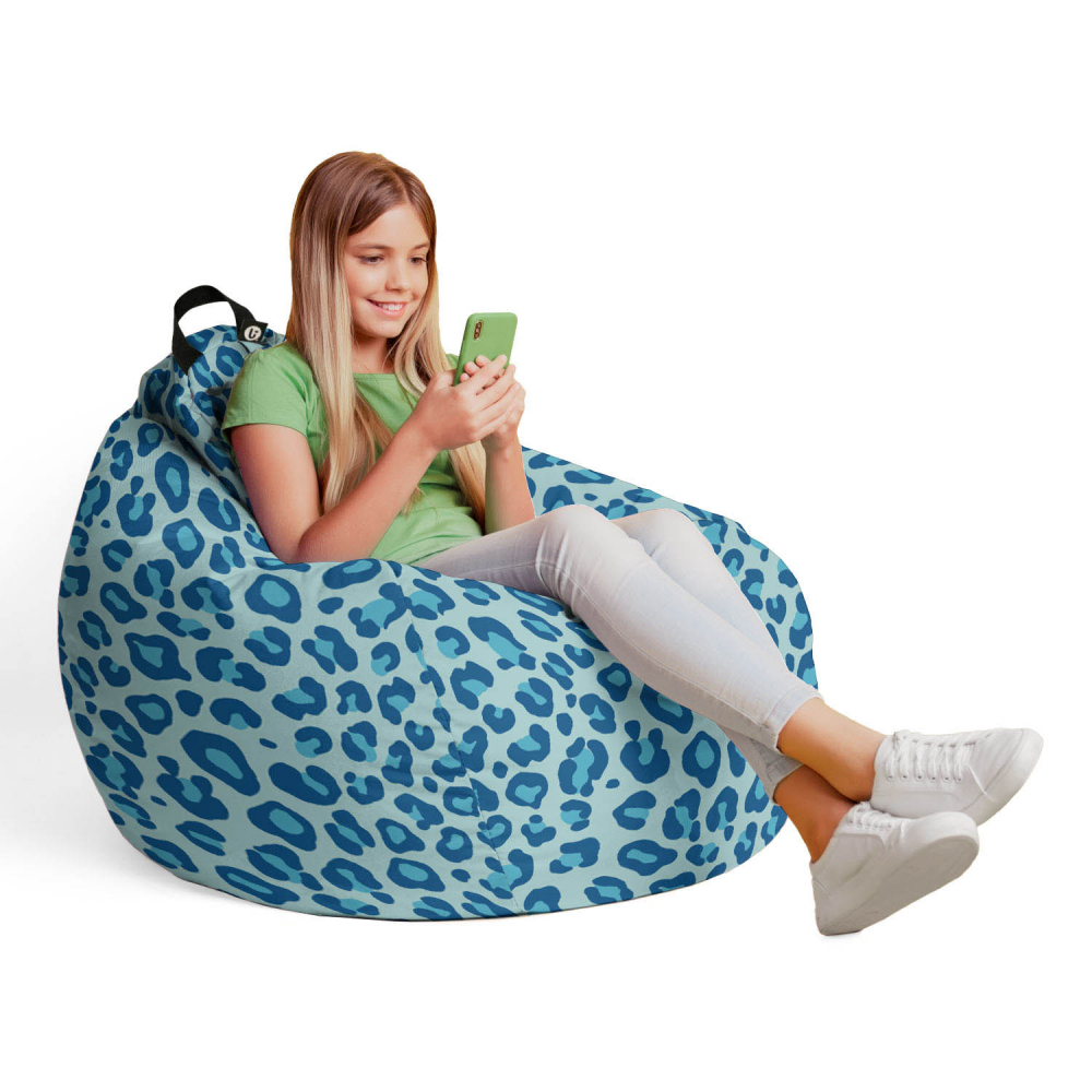Fotoliu Puf Bean Bag Leopard Blue, Updeco - imagine 4
