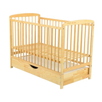 Pătuț Ola BabyNeeds Lemn Masiv cu Sertar, 120x60 cm - imagine 4