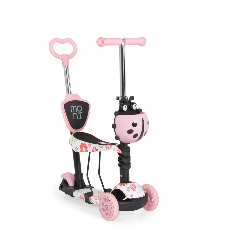 Trotineta 3in1 Moni Lollipop Pink cu Maner Parental - imagine 5