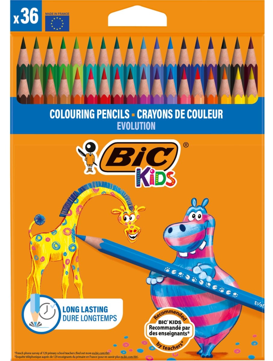 Set Creioane Colorate Bic Evolution P36, Rezistente