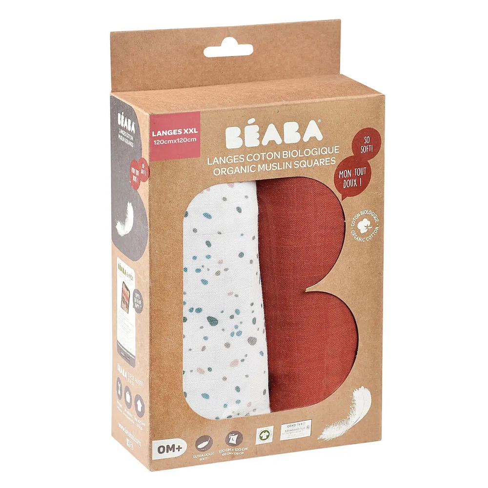 Set 2 Museline Beaba Bumbac Organic 120x120 cm - imagine 2