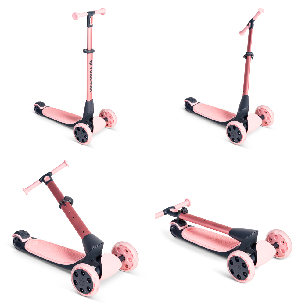 Trotineta Yvolution Y Glider Nua Pink LED Pliabila