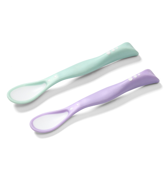 Set 2 lingurite flexibile Babyono, Turcoaz/Mov - imagine 3
