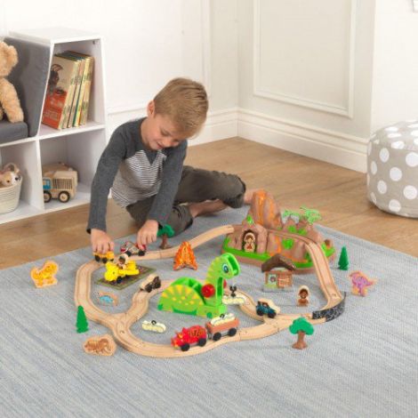 KidKraft Set Trenulet Dinozaur, 56 Piese, Lemn - imagine 2