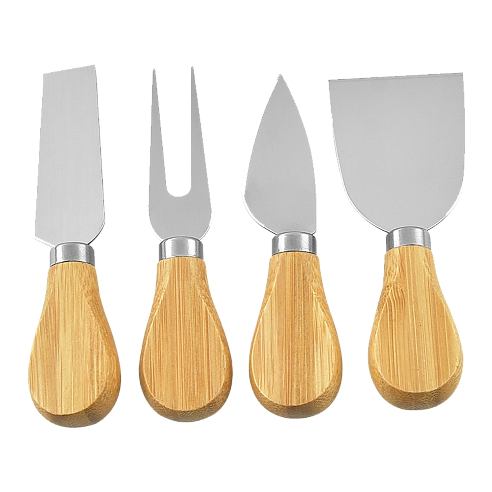 Set 4 cutite brânză Kitchenware, lemn și inox