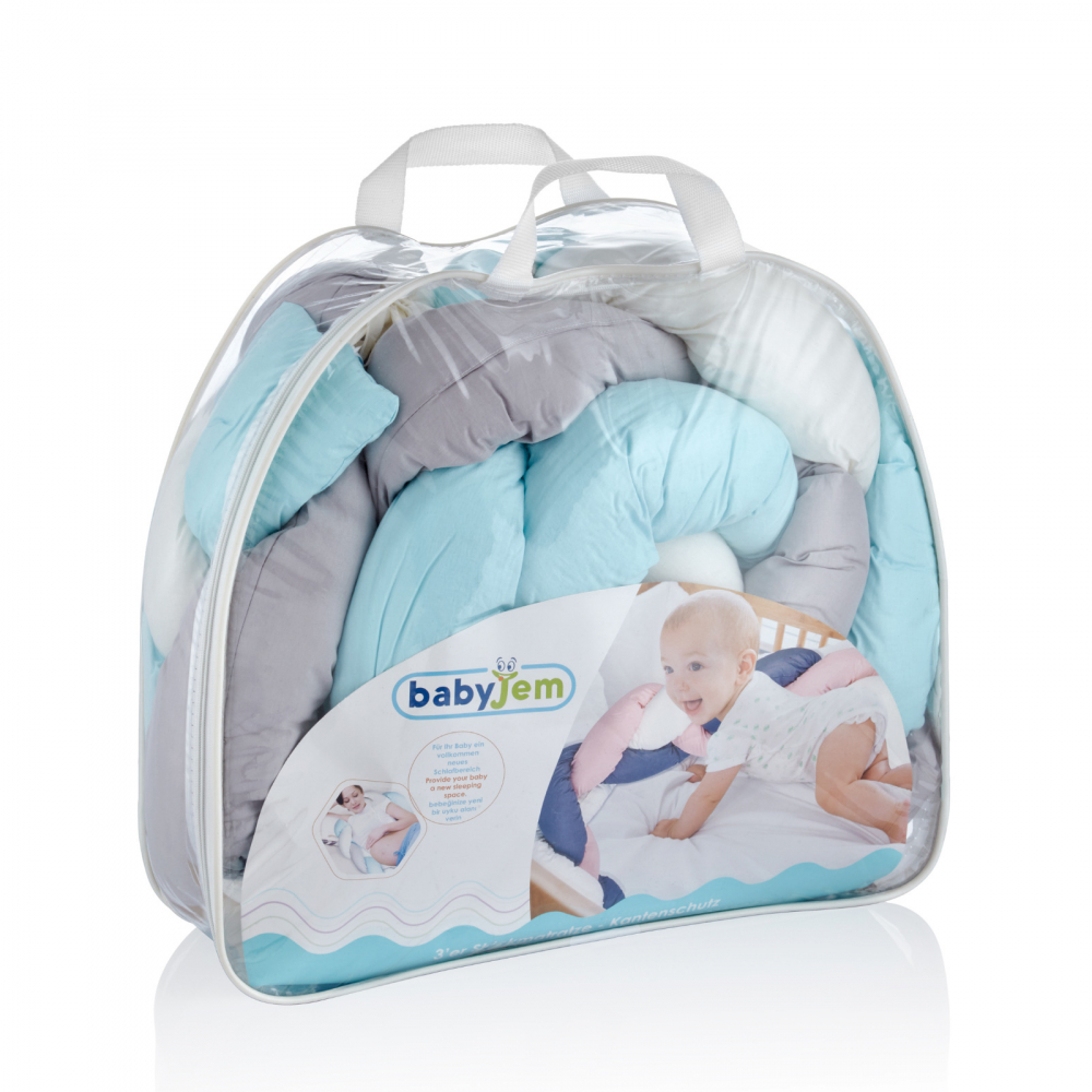 BabyJem Bumper Impletit Blue - Protectie Laterala Patut - imagine 2