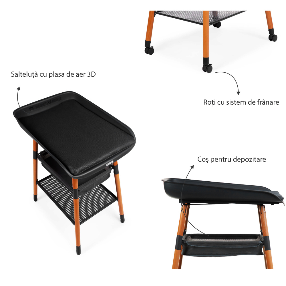 Masa de infasat Childhome Evolux, 4 inaltimi, Nuc/Negru - imagine 4