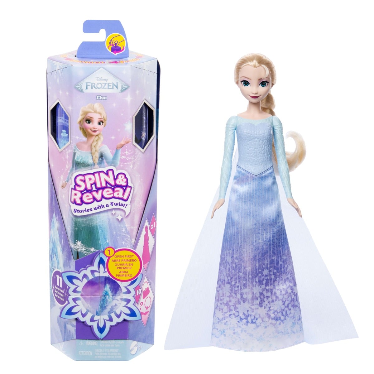 Păpușă Disney Frozen Elsa Spin & Reveal + 10 Surprize