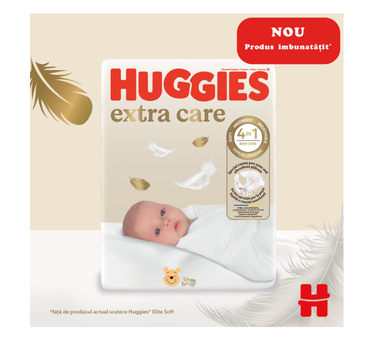 Scutece Huggies Extra Care 0, 25 buc, Piele Sensibilă - imagine 3