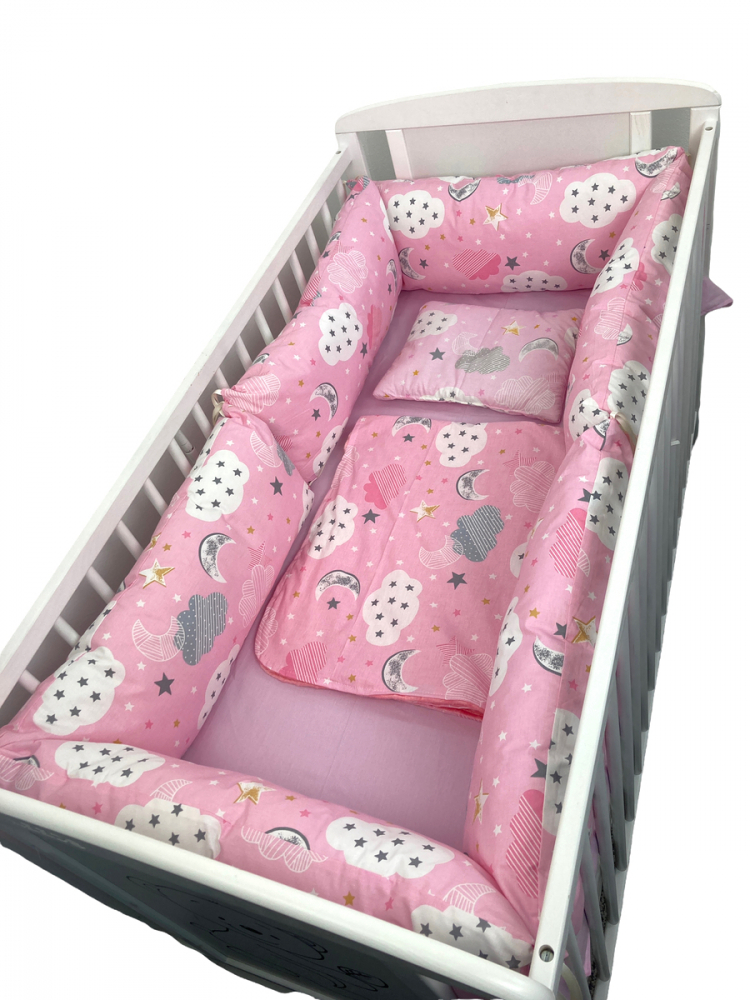 Set Lenjerie Patut 6 Bucăți Deseda Norisori Roz