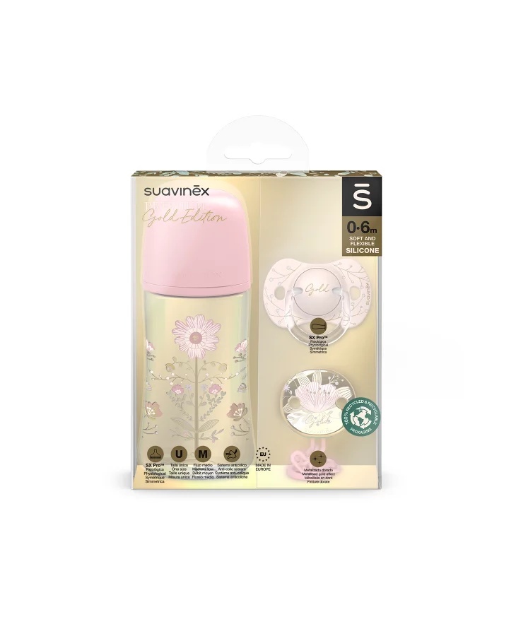 Suavinex Gold Edition Set Biberon Roz-Gold 270ml - imagine 4