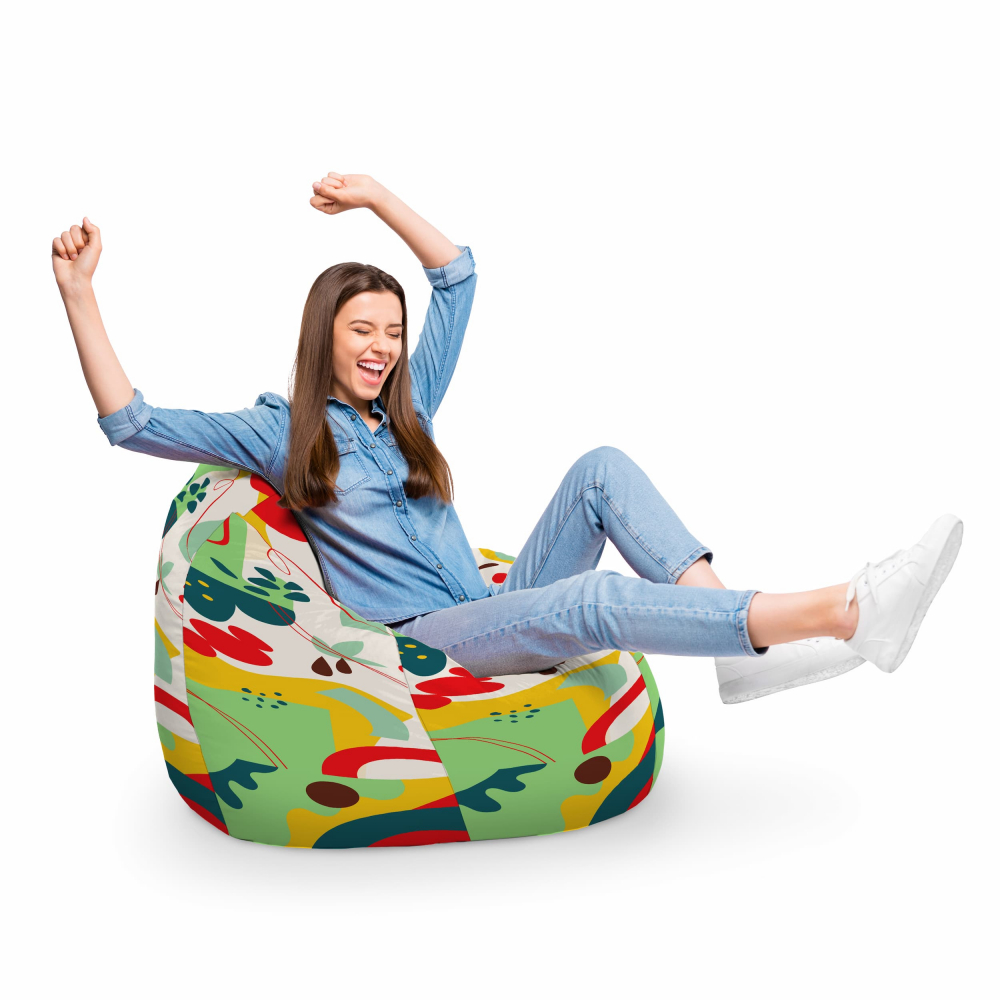 Fotoliu Puf Bean Bag XL Abstract Jungle Verde - imagine 2